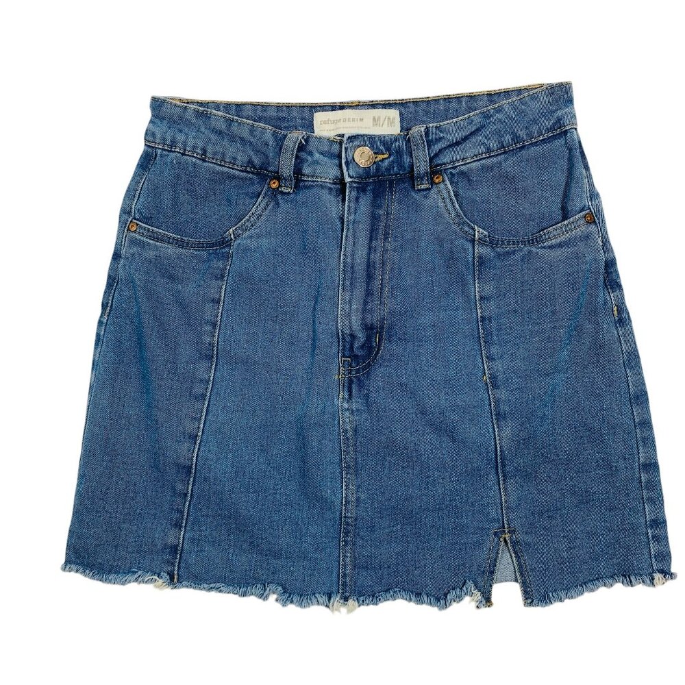 REFUGE DENIM  mini denim skirt light wash  size medium
